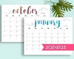 Printable Calendar 2020 2021 Desk Calendar Pdf Download Etsy Printable Calendar 2020 Printable Calendar 2021 Calendar