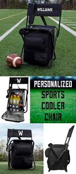 Perfect For The Sports Fan On Your Gift List This Portable Chair With Built In Cooler And Back Rest Personalized With A Large S Sports Football Mom Sports Mom