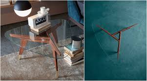 Tempered glass top, walnut wood, brass feet. Gio Ponti Side Table 50s Bluprint