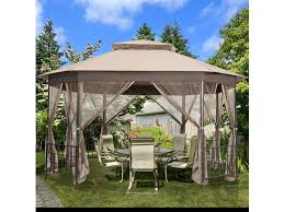 Leave a reply name * email. Costway 10 X12 Patio Gazebo Canopy Shelter Double Top Netting Sidewalls Beige Stacksocial
