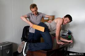 Rough teacher gives this bad boy a hard spanking over his jeans