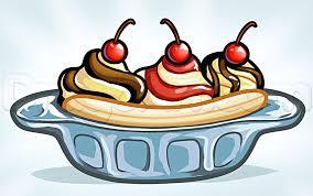 Summer clipart scrapbooking planner stickers homemade invitations decorations greeting cards Banana Split Ice Cream Sundae Clipart Novocom Top