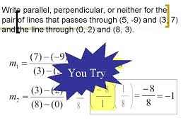 Two lines in a plane either meet on extending or do not meet at all. Parallel And Perpendicular Lines Slope Of Parallel Lines