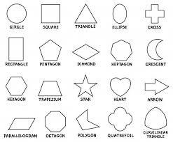 Basic Shapes For Kids Black And White Education Basic Geometric Shapes With Captions Premium Vector Black And White Cartoon Cartoon Illustration Geometric