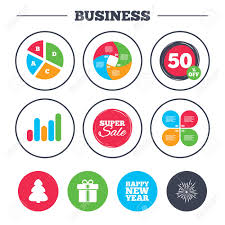 Business Pie Chart Growth Graph Happy New Year Icon Christmas