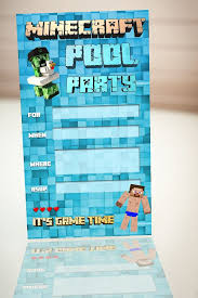 Printable Birthday Activities For Kids Minecraft Pool Party Printable Invitation With By Tabvisuals 4 98 Pool Party Kids Pool Birthday Party Pool Party Birthday Invitations