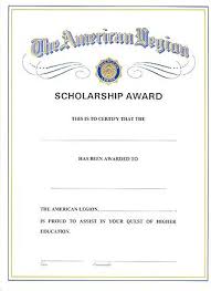 Scholarship Award Certificate Legion Flag Emblem Template Word ...