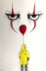 By My Boy 2 0 Ca Scarred It Drawing Simple Clown Halloween Red Triller Scary Drawings Demon Drawings Amazing Art Painting