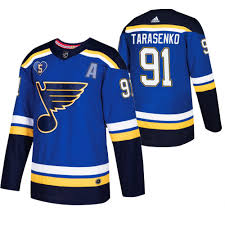 This was reported by frank seravelli. Vladimir Tarasenko St Louis Blues 2021 Bobby Plager Momorial No 5 Patch Blue Jersey