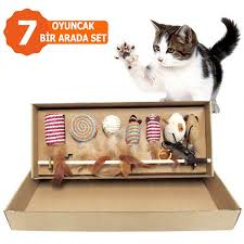 Kedi Oyuncak Olta 7 Li Set Zilli Cingirakli Tuylu Kedi Oltasi