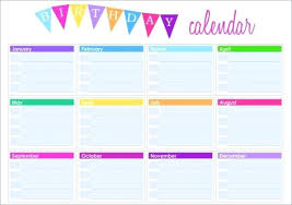 Birthday Calender Calendars Printable Calendar Template