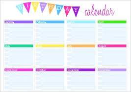 birthday calender calendars printable calendar template