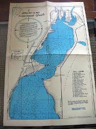 Vintage 1956 Mi Fishermens Guide Map Up Little Bay De Noc