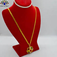 Vintage to now gold & silver tone chain type necklace lot. Gold Plated Faux Navratna Pendant Long Chain Necklace For Women Online Fancy Jewelry Wholesaler Retailer