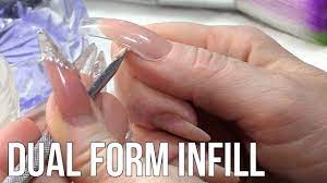 How To Do An Infill Using Dual Forms And Acrylic Nail Tutorial Diy Acrylic Nails Spring Acrylic Nails Nail Tutorials