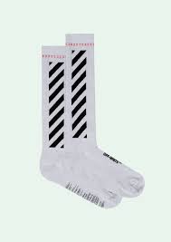 White Socks With Black Brushed Diagonals Lenght 26cm Foot 23cm Calf 8 5 Cm Designer Socks Socks White Sock