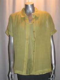 details about 346 eileen fisher grapefruit green s s long linen gauze shirt top sz s nwt