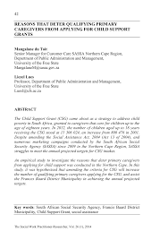 Birth certificate/s of the child/ children, or their identity documents from their country of origin; Pdf Reasons That Deter Qualifying Primary Caregivers From Applying For Child Support Grants