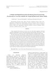 Pdf A Simple And Rapid Protocol For Producing Yeast Extract From Saccharomyces Cerevisiae Suitable For Preparing Bacterial Culture Media