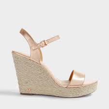 Michael Michael Kors Jill Wedge Sandals In Soft Pink Metallic Nappa Leather Lyst