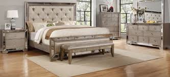 Celine Antique Silver Mirror Panel Bed Usa Furniture Online Mirrored Bedroom Furniture Bedroom Furniture Sets Bedroom Set