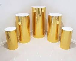 Circle Square Pillars Metal Cylinders Wedding Party Backdrop Etsy In 2020 Cake Pillars Wedding Cake Stand Square Sweet Table Wedding