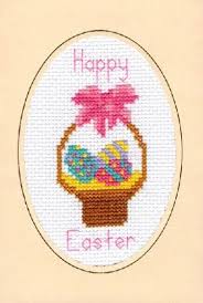 Easter Bunny Egg Basket Card 14 Count Cross Stitch Kit
