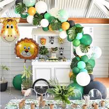 The possibilities are endless when it comes to planning a safari themed baby shower with all the fun animals and jungle greenery this safari theme is sure to be a hit! 1pc Animal Ballons Birthday Jungle Theme Party Safari Decor Baby Shower Balloons Home Garden Party Supplies