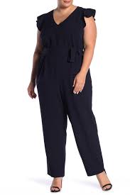 Eliza J Flutter Sleeve V Neck Jumpsuit Plus Size Nordstrom Rack