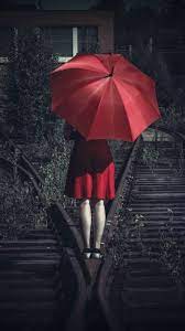 Search free red wallpapers on zedge and personalize your phone to suit you. Red Skirt Girl Back View Umbrella Railroad 750x1334 Iphone 8 7 6 6s Wallpaper Background Picture Image