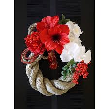 お正月飾り しめ縄 おしゃれ しめ飾り モダン お正月リース 太縄 紅白1 amada お正月 飾り しめ飾り モダン しめ縄 おしゃれ