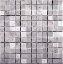 Wet stone is always darker in color, so the white marble tiles become gray and stay gray since they are saturated with water. White Grey Marble Wall And Floor Mosaic Tile 305x305mm Luxury Tiles