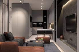 Pure Concrete Small Apartment Designed For Programmer By Bezmirno Ruang Tamu Ruang