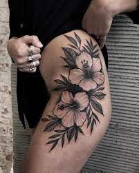 Hibiscus Tattoo Realistic Flower Tattoo Flower Thigh Tattoos