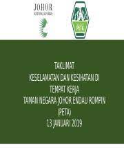 Keselamatan dan kesehatan kerja di tempat kerja 5. Taklimat Keselamatan Tempat Kerja 13 1 19 Pptx Taklimat Keselamatan Dan Kesihatan Di Tempat Kerja Taman Negara Johor Endau Rompin Peta 13 Januari 2019 Course Hero