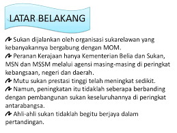 Sambutan hari sukan negara peringkat sekolah merupakan satu program di bawah kementerian belia dan sukan yang telah diumumkan oleh dato sri mohd najib bin tun haji abdul razak pada 24 mac 2015. Dasar Sukan Negara