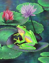 Frog On Lilypad By Vivien Rhyan Frog Illustration Frog Art Frog Drawing