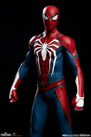 Pvc action figure shf spider man model toy. Spider Man 2018 Video Game Spider Man Advanced Suit 1 10 Scale Statue