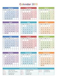 Holidays Calendar 2019 Yearly Calendar Template Printable Yearly Calendar Calendar Printables