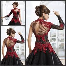 Viktorianischen Gothic Masquerade High Neck Ballkleid Schwarz Und Rot Spitze Arabische Hochzeitskleid M Schwarzes Kleid Zur Hochzeit Ballkleid Kleider Hochzeit