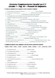 Ejercicios Complementarios Espanol Presente De Subjuntivo Ejercicios De Espanol Ejercicios Para Aprender Espanol Palabras En Espanol