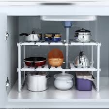 Check spelling or type a new query. Adjustable Under Sink Shelf Organizer Unit Space Saving Rack 2 Tier Stackable Walmart Com Walmart Com
