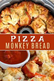 This Easy Pizza Monkey Bread Is Stuffed With Pepperoni Mozzarella Cheese And Garlic All In A Bundt Pan Pizza Monkey Bread Monkey Bread Monkey Bread Recipes