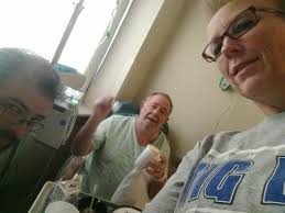 We had a really good visit with Mr Vernon! Lauren hooked him up with a  spaghetti plate from our fundraiser today. His ribs are slowly healing! He  seems to be doing good!