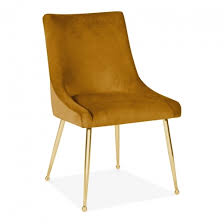 Beatrix Dining Chair Velvet Upholstered Mustard In 2020 Dining Chairs Velvet Dining Chairs Retro Dining Chairs