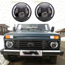 2pcs Black 7 Inch Round H Low Lm Led Headlight For Lada 4x4 Urban Niva For Jeep Wngler Hummer Land Rover D Land Rover Defender Jeep Wrangler Jk Jeep Led Lights