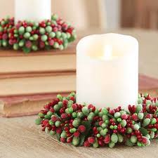 Beaded Berry Candle Ring Set New Fancy Flours Christmas Ring Decoration Christmas Candle Christmas Candle Rings