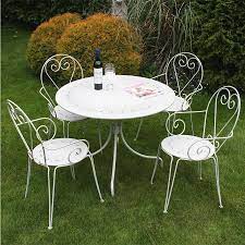 4 seater bistro set steel heart cream table chairs garden lawn outdoor furniture garden table and chairs cheap patio furniture garden table