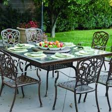 Darlee Florence 8 Person Cast Aluminum Patio Dining Set With Granite Top Table And Lazy Susan An Modern Outdoor Patio Patio Dining Set Garden Patio Furniture
