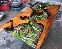 Turquoise Resin Dining Table With Glowing Inlay Etsy In 2020 Epoxy Resin Table Wood Resin Table Resin Furniture